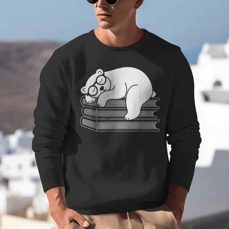 Polar Bear Reading Book Pajama Sleep Unisex Sweatshirt