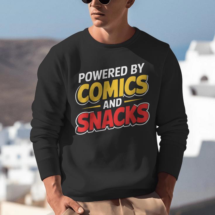 Powered By Comics And Snacks Comic Book Lover Unisex Sweatshirt