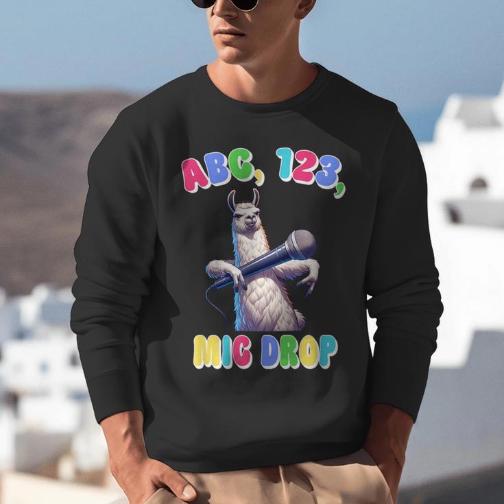 Preschool Graduate Shirt ABC 123 Mic Drop Llama Graduation Unisex Sweatshirt