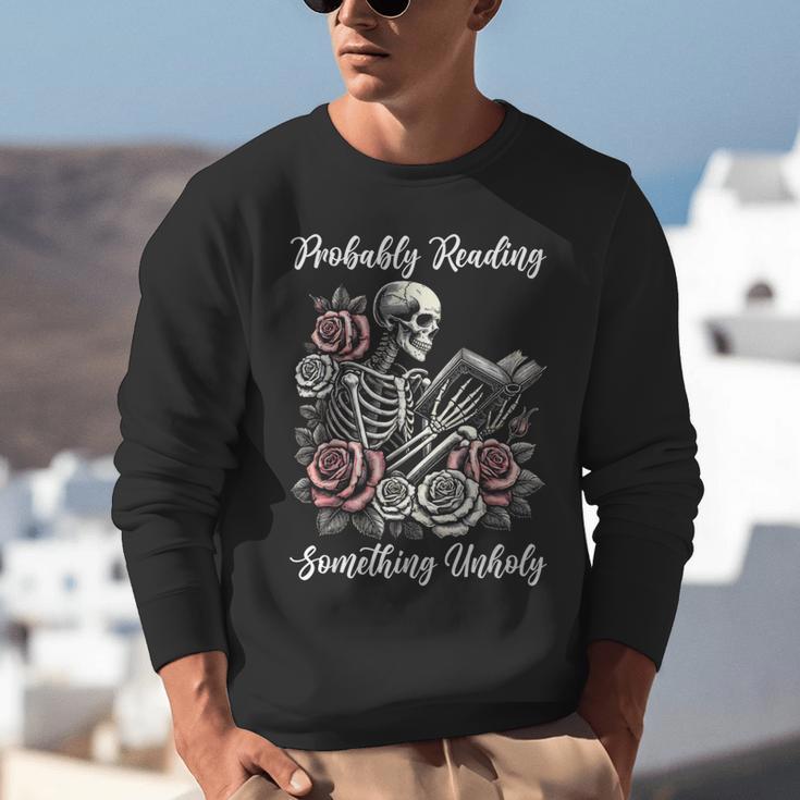 Probably Reading Something Unholy Book Lovers Unisex Sweatshirt