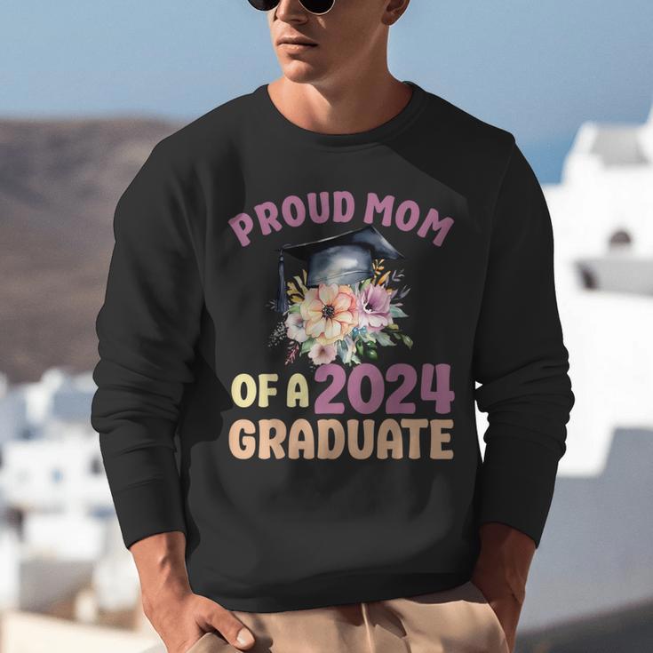 Proud Mom Of a 2024 Graduate Floral Flower Family Graduation Unisex Sweatshirt