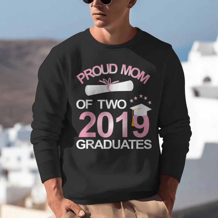 Proud Mom Of Two 2019 Graduates Twin Mama Mother Graduation Unisex Sweatshirt