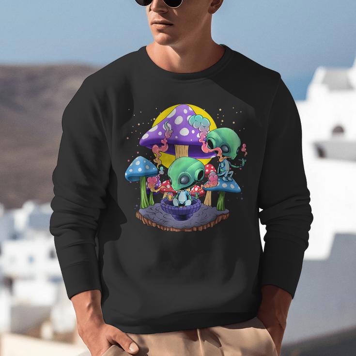 Psychedelic Alien Mushroom Nostalgia Groovy Vibe Hippie Unisex Sweatshirt