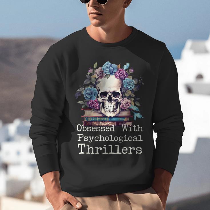 Psychological Thriller Reader Fan Skull Flowers Books Unisex Sweatshirt
