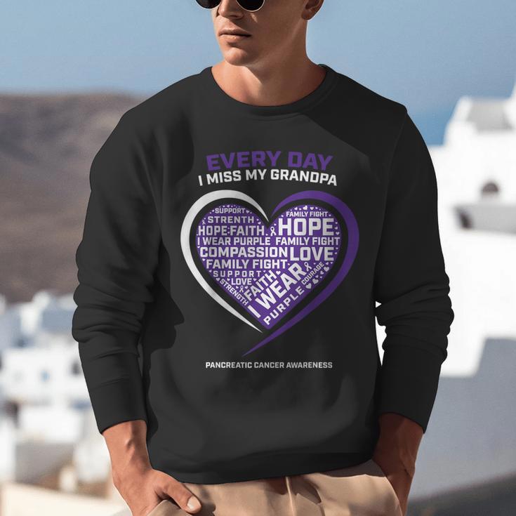 Purple In Memory Of My Grandpa Pancreatic Cancer Awareness Unisex Sweatshirt