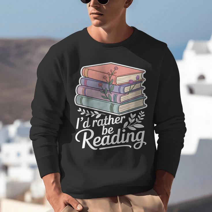 Rather Be Reading Book Lover Stack Unisex Sweatshirt
