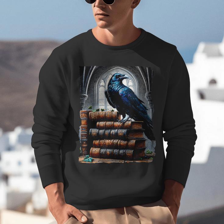 Raven On A Stack Of Books Wisdom Of Odin Unisex Sweatshirt Raven On A Stack Of Books Wisdom Of Odin Unisex Sweatshirt