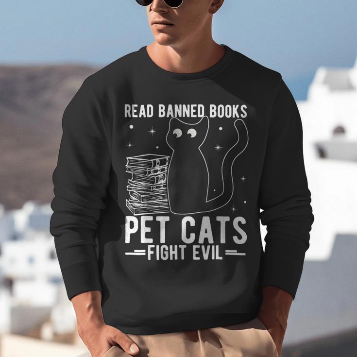 Read Banned Books Pet Cats Fight Evil Read Banned Books Unisex Sweatshirt