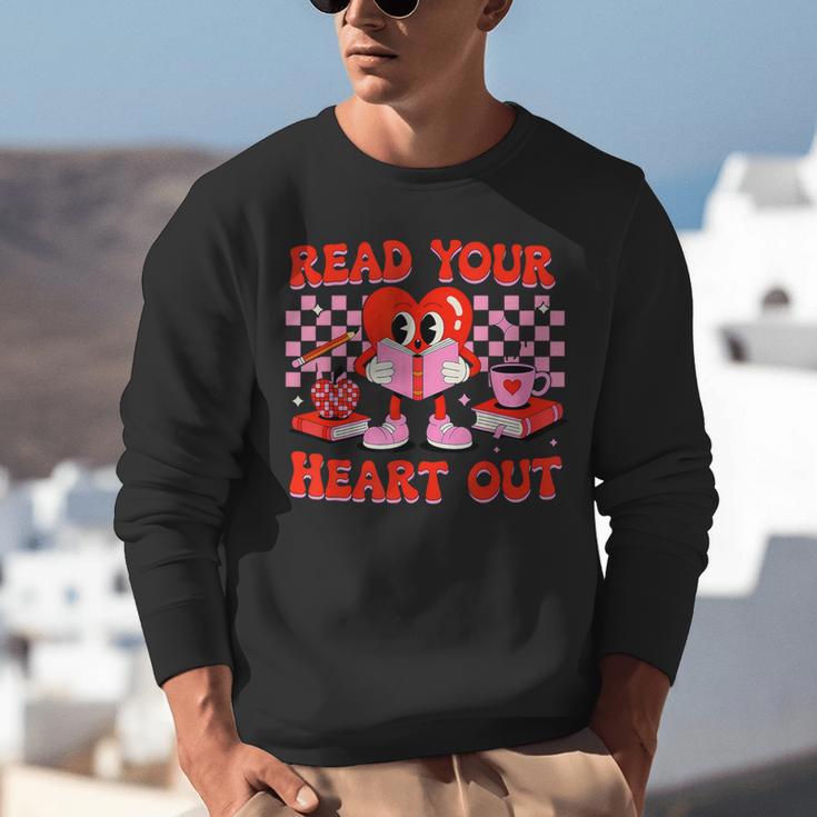 Read Your Heart Out Valentine Reading Book Kid Teacher Unisex Sweatshirt