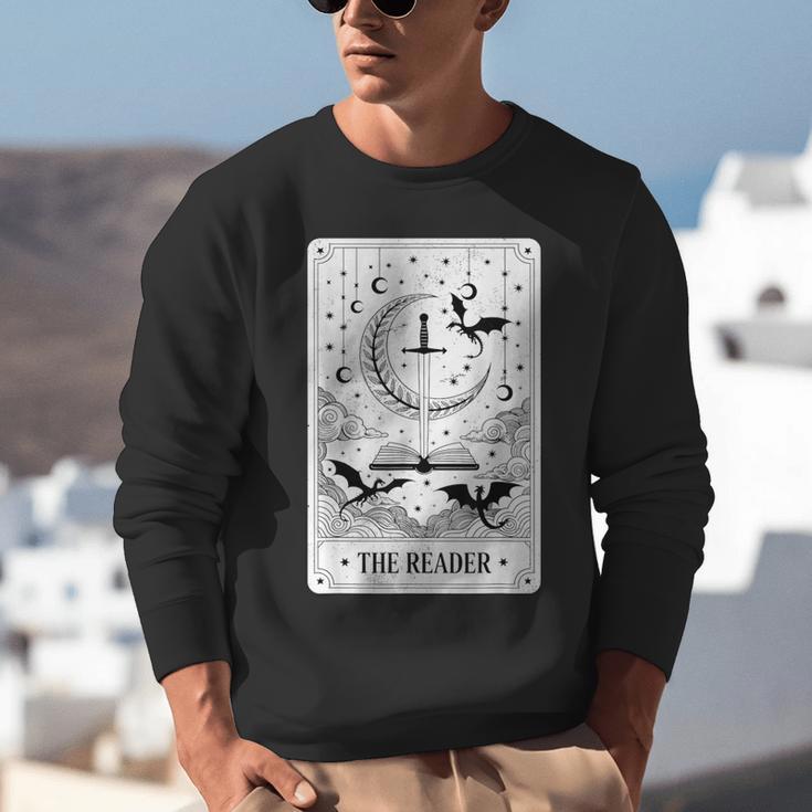 The Reader Tarot Card Bookworm Books Lover Dragon Librarians Unisex Sweatshirt