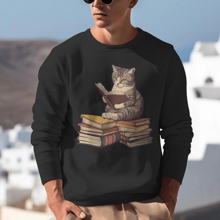 Reading Cat Book Lover Unisex Sweatshirt