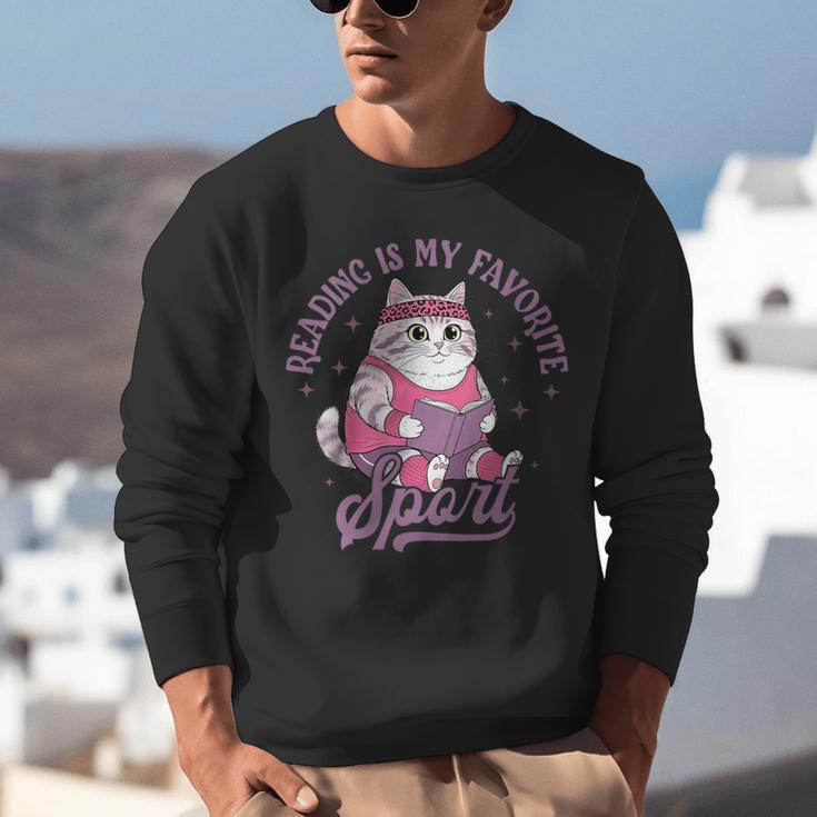 Reading Is My Favorite Sport Bookworm Cat Lover Book-Club Unisex Sweatshirt