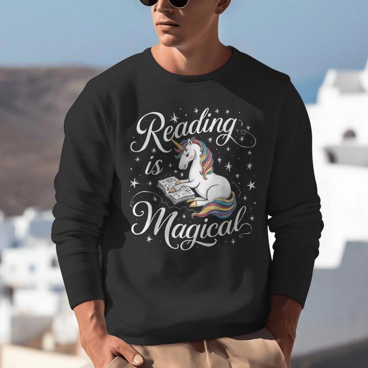 Reading Is Magical Unicorn Book Lover Fantasy Kids Unisex Sweatshirt Reading Is Magical Unicorn Book Lover Fantasy Kids Unisex Sweatshirt