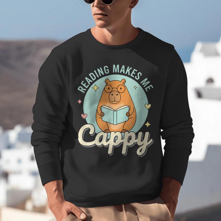 Reading Makes Me Cappy Bookworm Capybara Book Reading Unisex Sweatshirt Reading Makes Me Cappy Bookworm Capybara Book Reading Unisex Sweatshirt