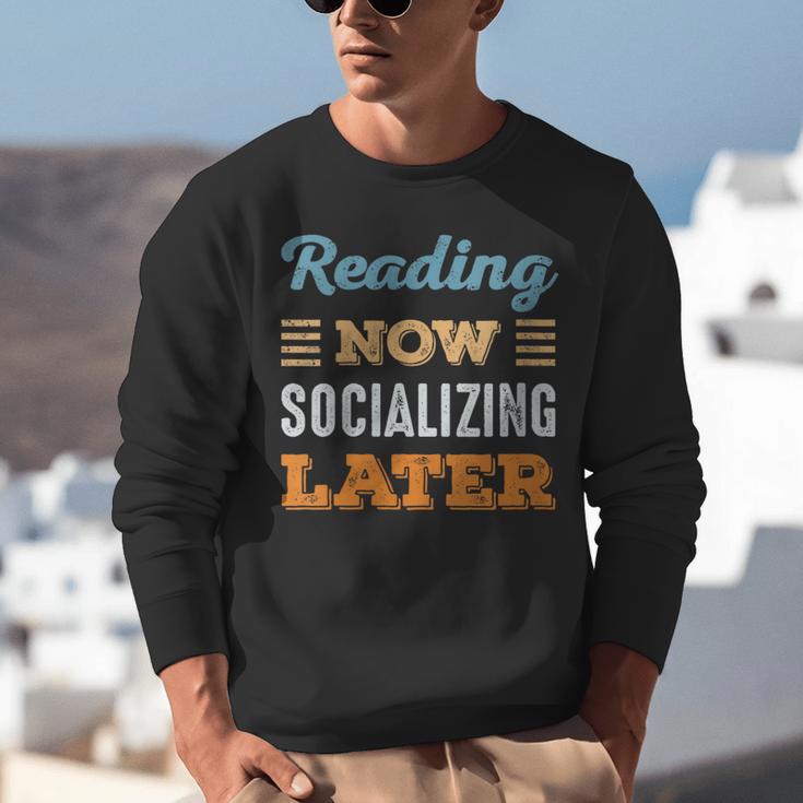 Reading Now Minimal Socializing Introvert Vintage Unisex Sweatshirt