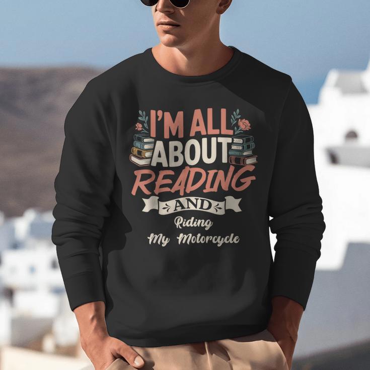 Reading And Motorcycle Life For Bikers Who Love Books Unisex Sweatshirt