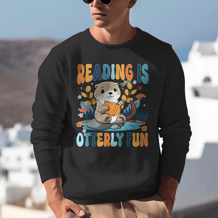 Reading Is Otterly Fun Sea Otter Book Lover Bookworm Unisex Sweatshirt