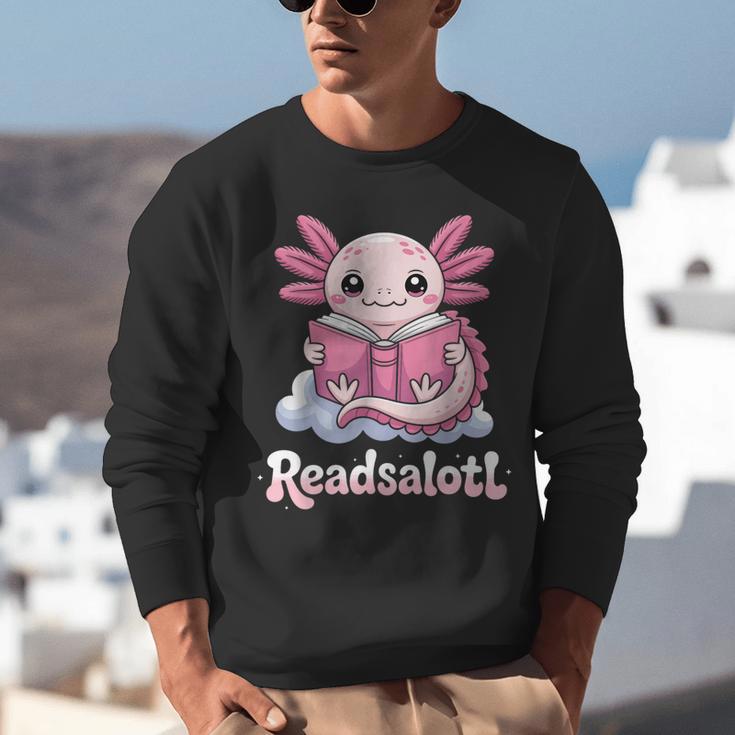 Readsalotl Axolotl Reading Cute Book Lover Bookworm Unisex Sweatshirt