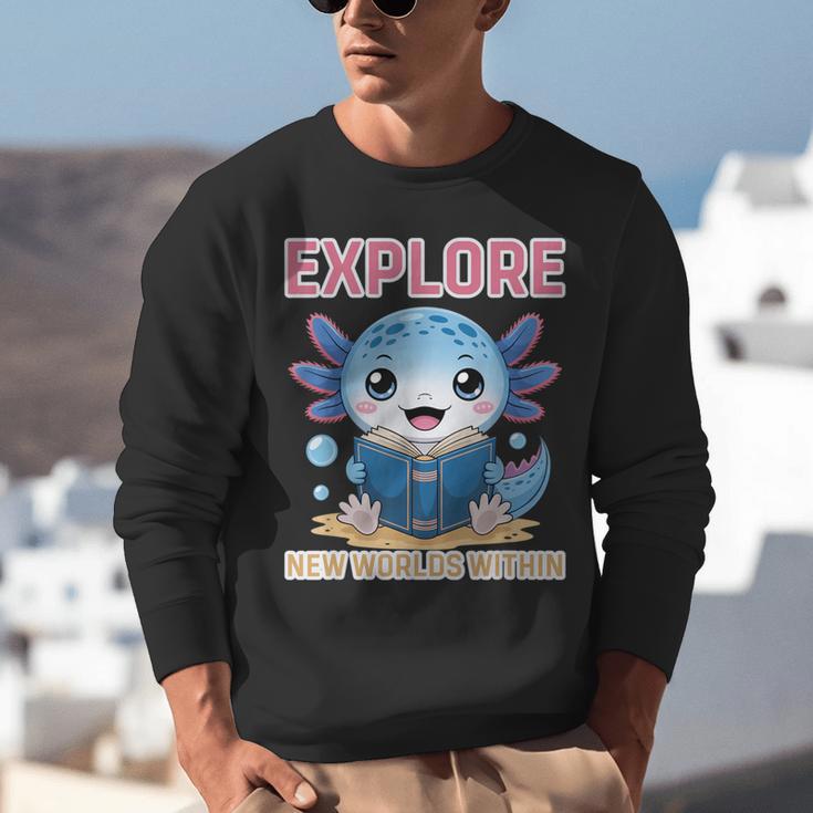 Readsolotl Kawaii Axolotl Book Lover Reading Unisex Sweatshirt Readsolotl Kawaii Axolotl Book Lover Reading Unisex Sweatshirt