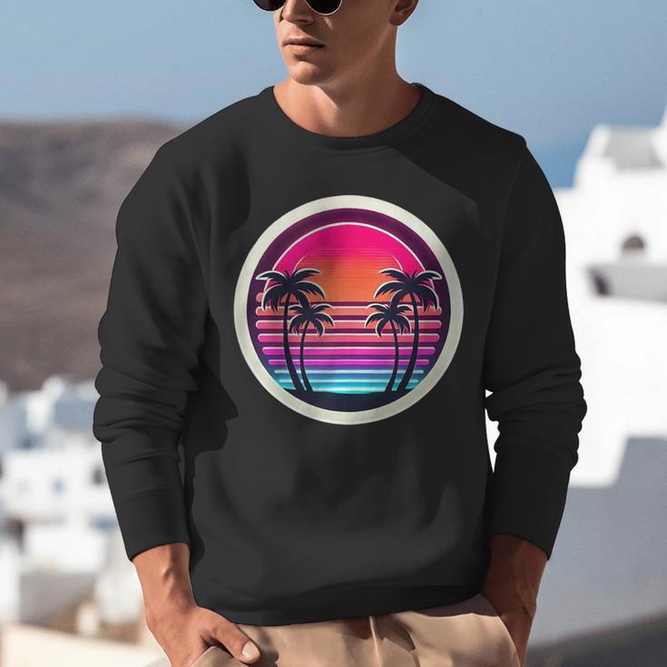 Retro 80s Synthwave Sunset & Palm Trees Retro Nostalgia 80s Unisex Sweatshirt
