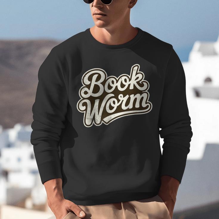 Retro Book Worm Reading For Book Lovers Unisex Sweatshirt