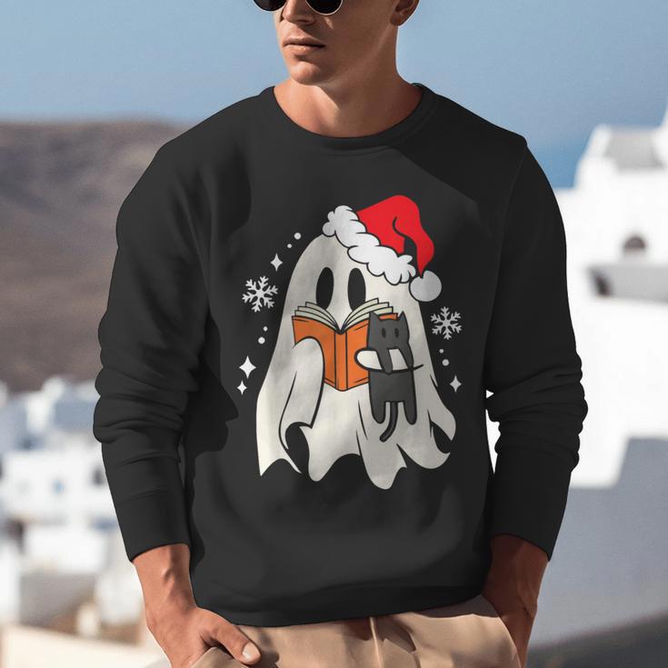 Retro Ghost Reading Book With Cat Bookish Club Christmas Men Women Kids Unisex Sweatshirt Retro Ghost Reading Book With Cat Bookish Club Christmas Men Women Kids Unisex Sweatshirt