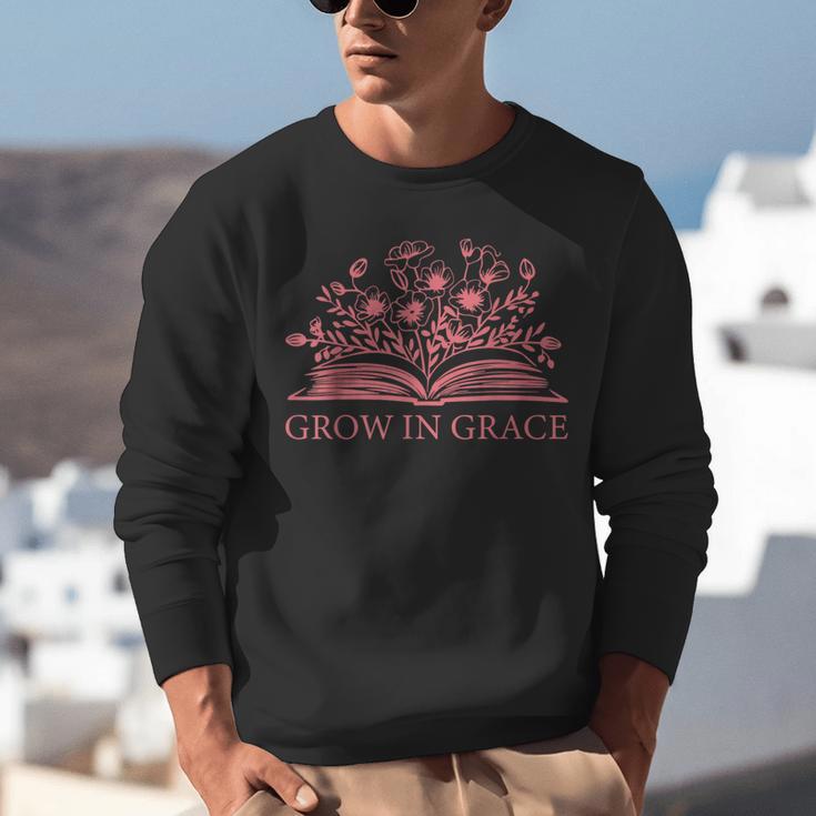 Retro Grow In Grace Wildflower Book Christian Bible Verse Unisex Sweatshirt Retro Grow In Grace Wildflower Book Christian Bible Verse Unisex Sweatshirt