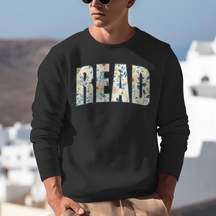 Retro Read Floral Reading Bookworm Librarian Book Lover Unisex Sweatshirt