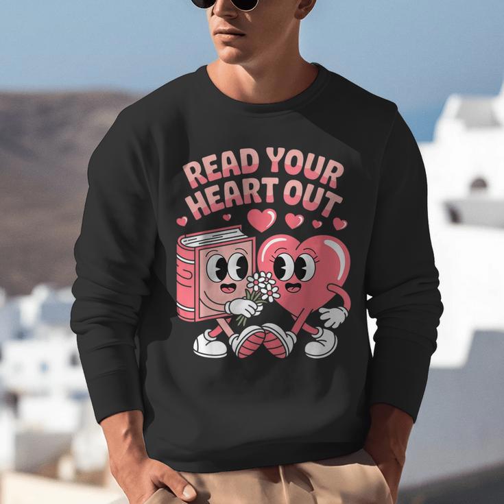 Retro Read Your Heart Out Valentine's Day Teacher Book Lover Unisex Sweatshirt