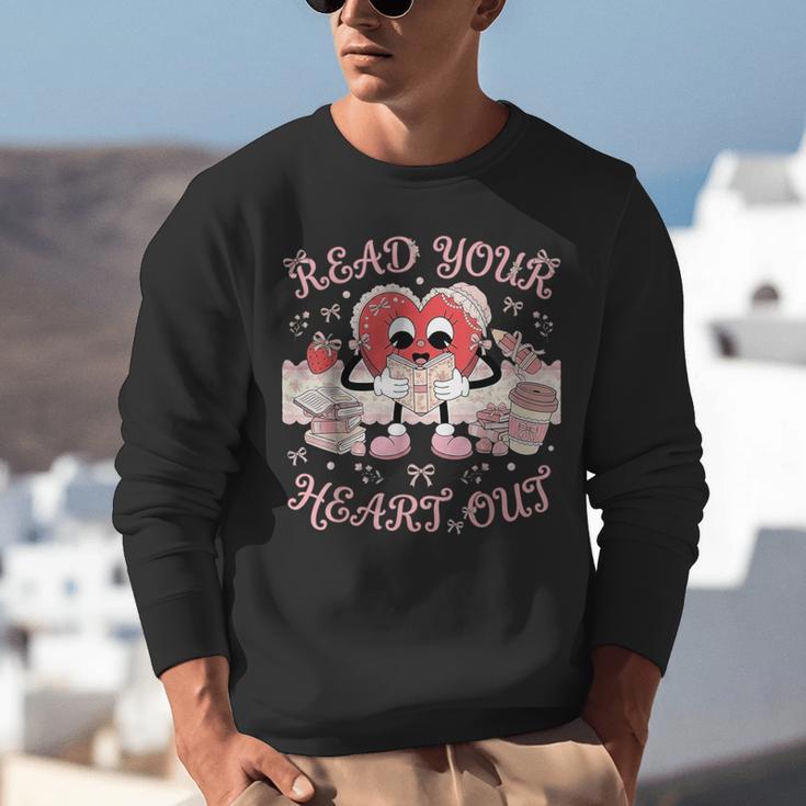 Retro Read Your Heart Out Valentine’s Day Teacher Book Lover Unisex Sweatshirt