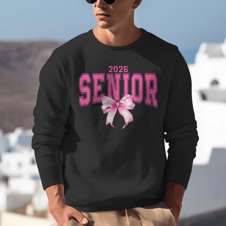 Retro Senior 2026 Class Of 2026 Coquette Pink Bow Graduation Unisex Sweatshirt