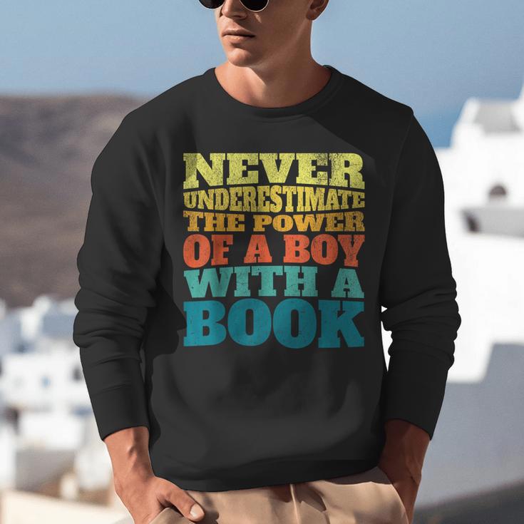 Retro Never Underestimate The Power Of a Boy With a Book Unisex Sweatshirt