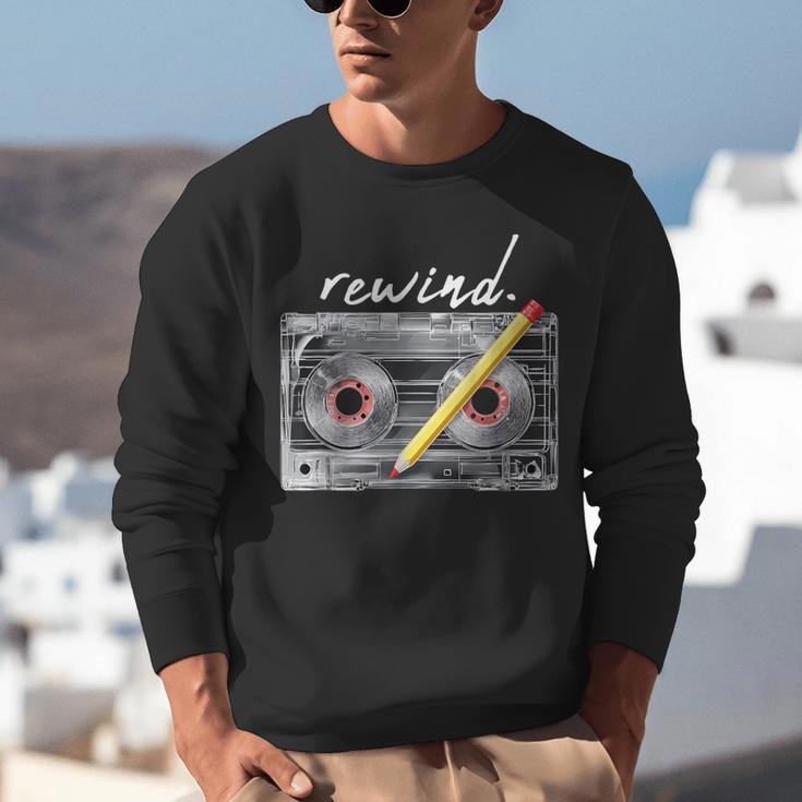 Rewind Cassette Tape Nostalgia 80s 90s Retro Music Lover Unisex Sweatshirt