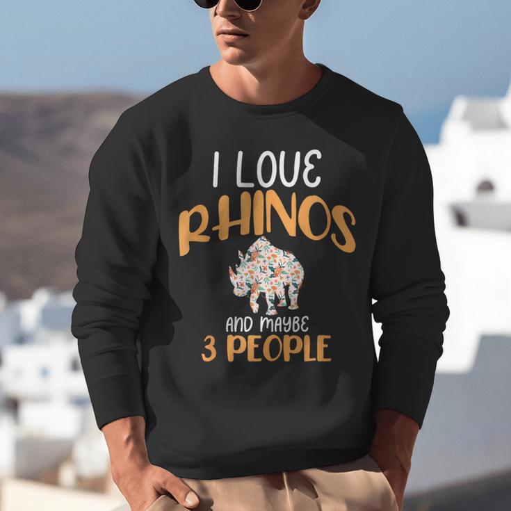 I Like Rhinos And Maybe 3 People Introvert Animal Unisex Sweatshirt