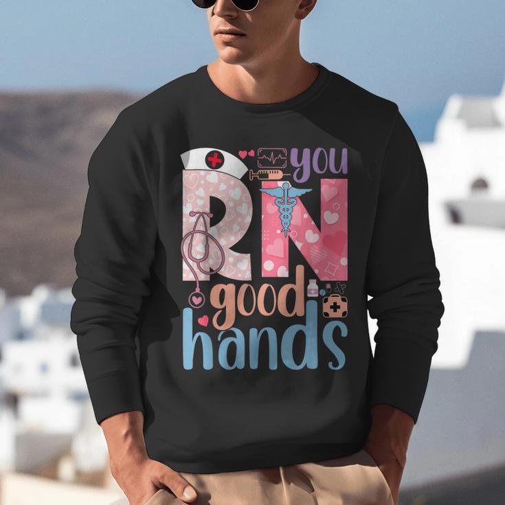 You RN Good Hands Cute Nurse Nursing Student Graduation Unisex Sweatshirt