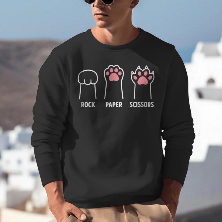 Rock Paper Scissors Hand Game Cute Paw Cat Introvert Unisex Sweatshirt