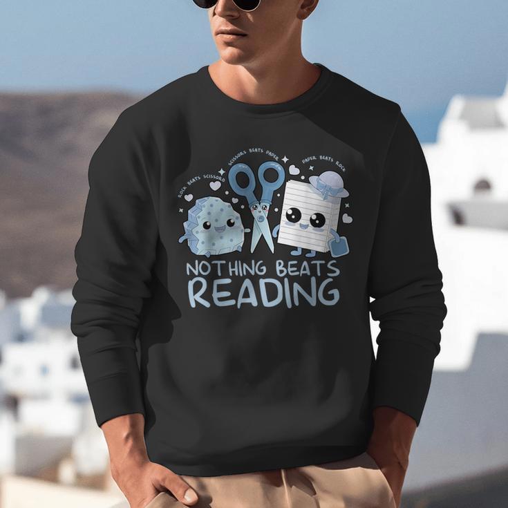 Rock Paper Scissors Nothing Beats Reading Book Lover Unisex Sweatshirt
