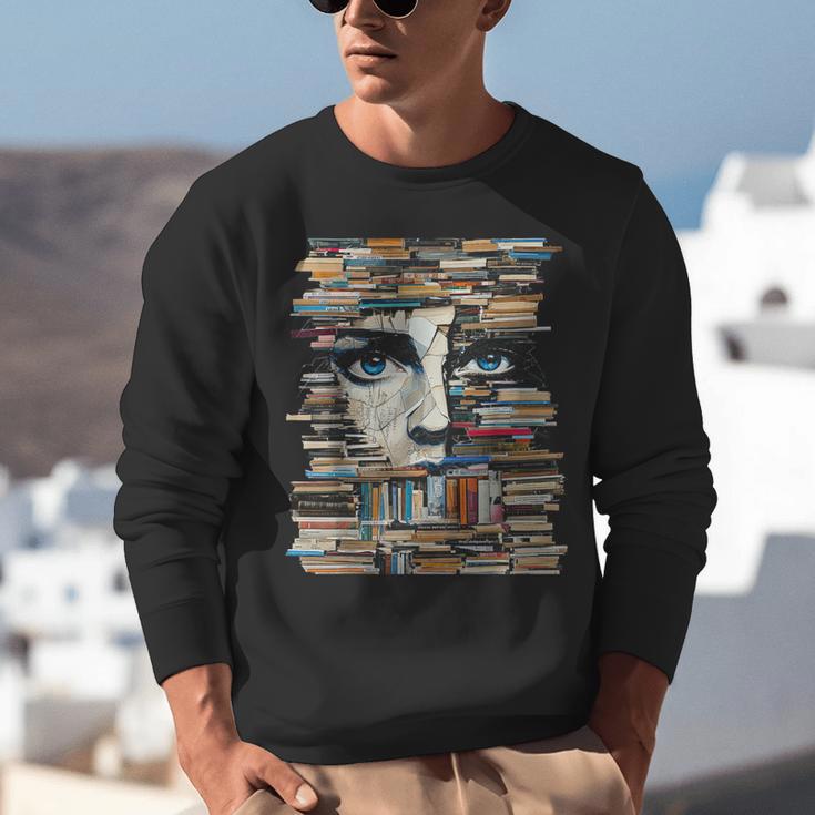 RtY Book Man Graphic Eyes Colorful Art Small Unisex Sweatshirt