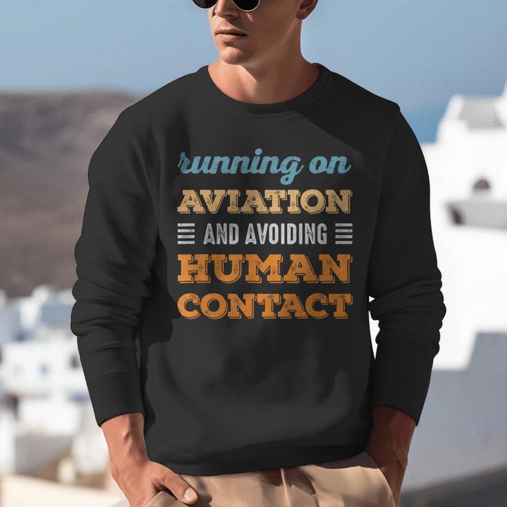 Running On Aviation Social Introvert Humor Vintage Unisex Sweatshirt Running On Aviation Social Introvert Humor Vintage Unisex Sweatshirt