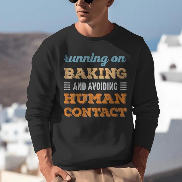 Running On Baking Social Introvert Humor Vintage Unisex Sweatshirt Running On Baking Social Introvert Humor Vintage Unisex Sweatshirt