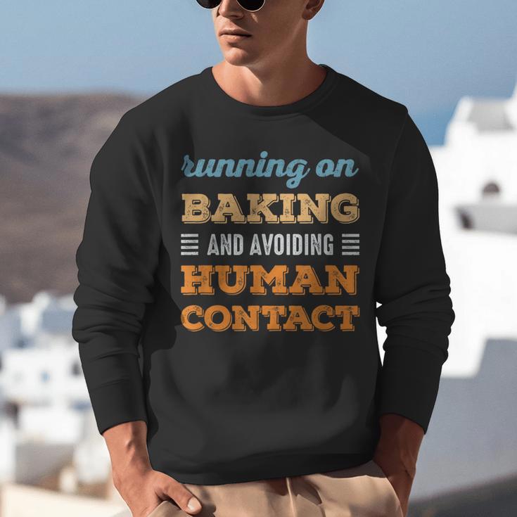 Running On Baking Social Introvert Humor Vintage Unisex Sweatshirt