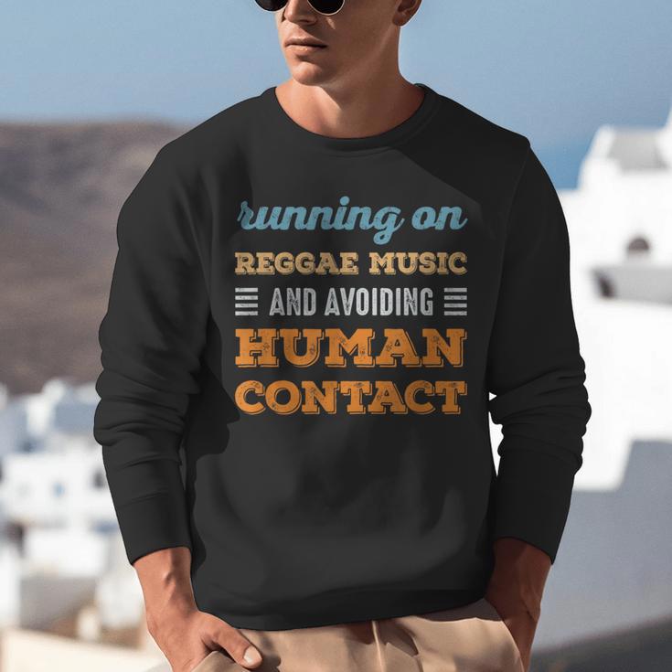 Running On Reggae Music Social Introvert Humor Vintage Unisex Sweatshirt