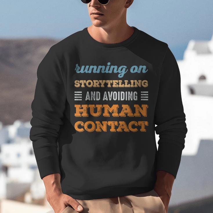 Running On Storytelling Social Introvert Humor Vintage Unisex Sweatshirt Running On Storytelling Social Introvert Humor Vintage Unisex Sweatshirt