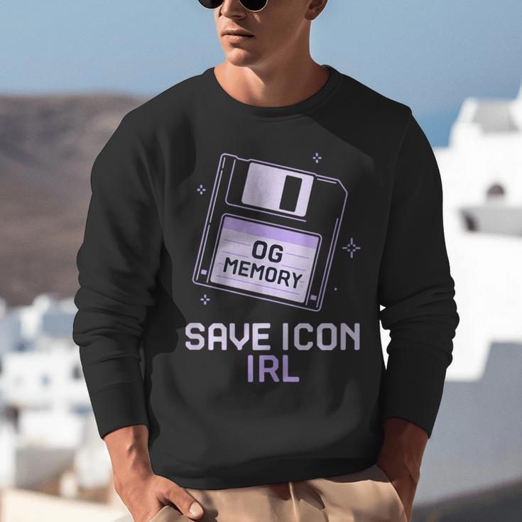 Save Icon IRL Retro Tech Humor Floppy Disk 90s Nostalgia Unisex Sweatshirt