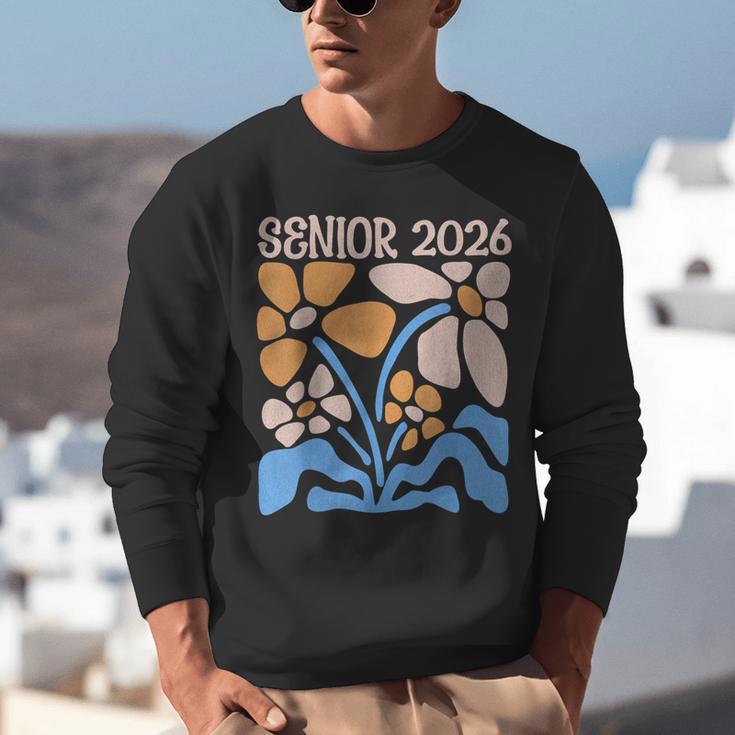 Senior 2026 Retro Groovy Flowers Graduation Unisex Sweatshirt