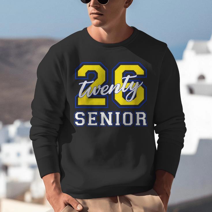Senior Class 2026 Graduation Yellow Blue Letters Unisex Sweatshirt