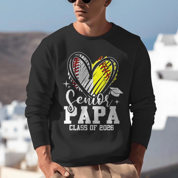 Senior Papa Class Of 2026 Baseball Softball Graduation Heart Unisex Sweatshirt