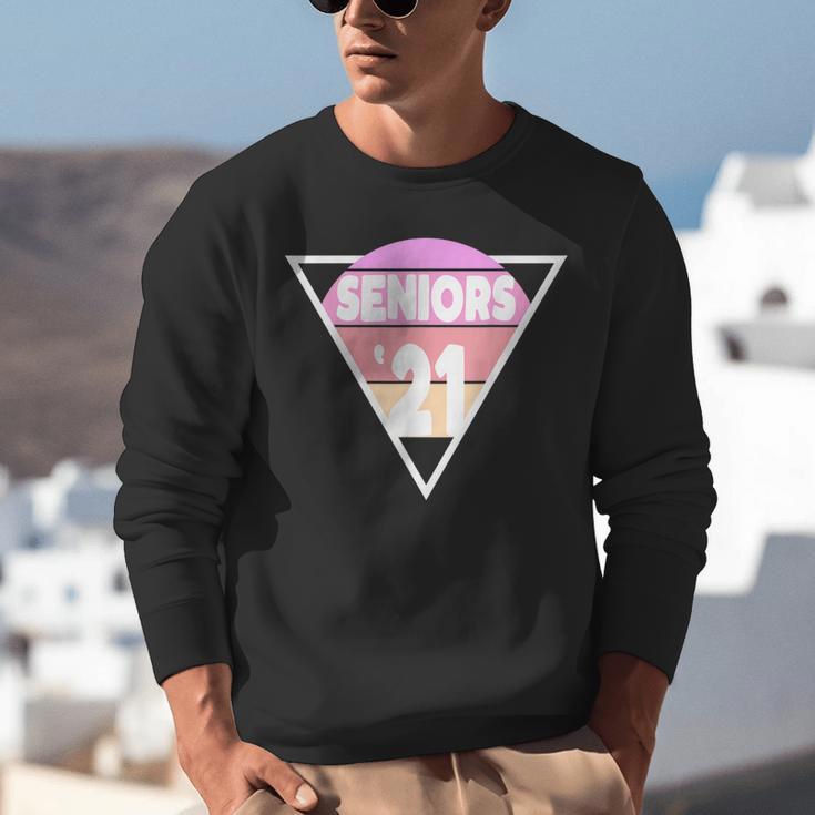 Seniors 2021 For Her Him Retro 21 Graduation Class Unisex Sweatshirt
