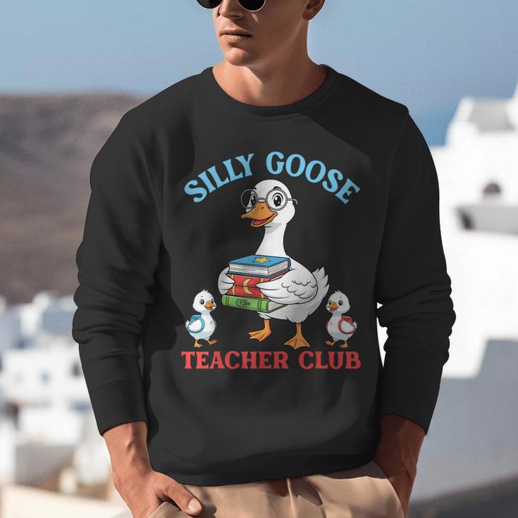 Silly Goose With Books Teacher Club School Educator Unisex Sweatshirt