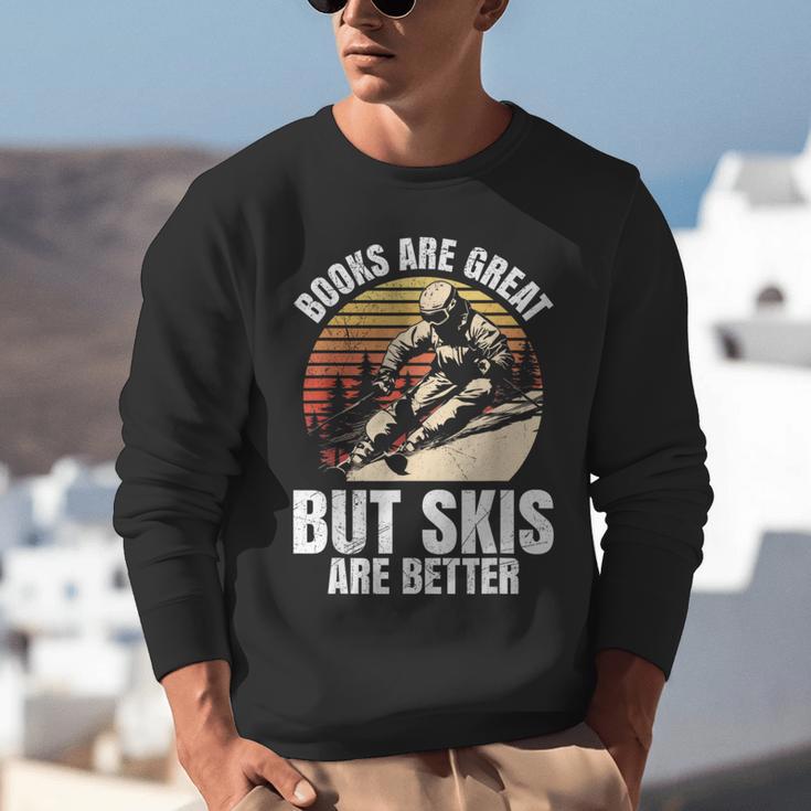 Skier BOOKS ARE GREAT BUT SKIS ARE BETTER Vintage Unisex Sweatshirt